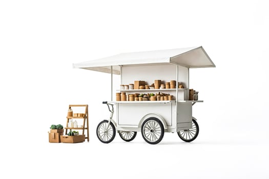 White Food Cart with Canopy photo
