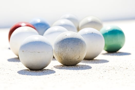 White and Blue Balls on a White Surface photo