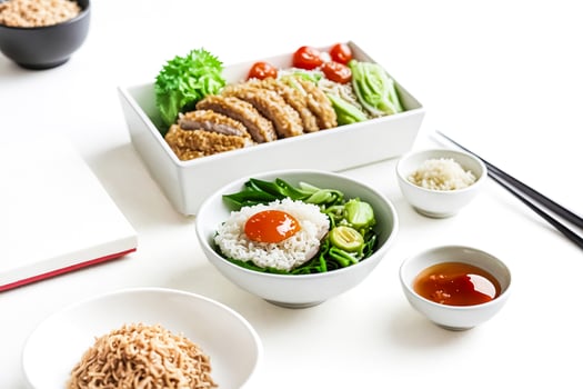 Asian Food Meal Set on White Background photo