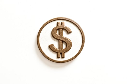 Gold Dollar Sign on White Background photo