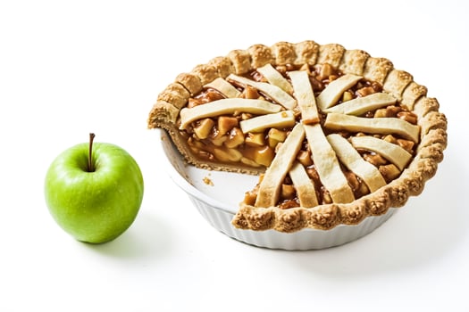 Freshly Baked Apple Pie with a Green Apple photo