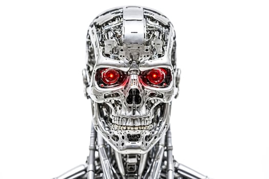 Robot Head with Red Eyes photo
