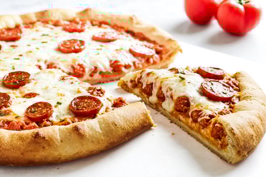 Pizza with Tomatoes and Cheese photo