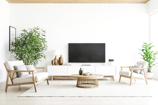 Minimalist Living Room Interior Design with Wooden Accents photo