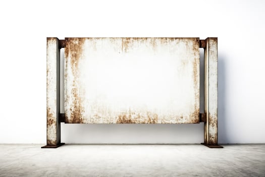 Rusty Billboard Against White Wall photo
