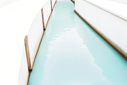Minimalist Abstract Architecture - White Walls and Blue Water photo
