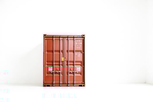 Red Cargo Container On White Background photo