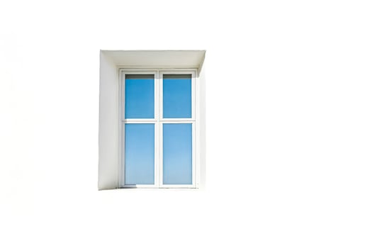 White window with blue sky view photo