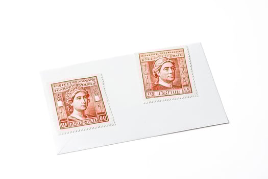 Vintage Postage Stamps on Envelope photo