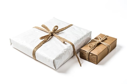 Two Gift Boxes Tied with Jute Twine photo