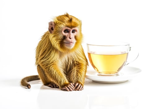 Monkey enjoying a cup of tea photo