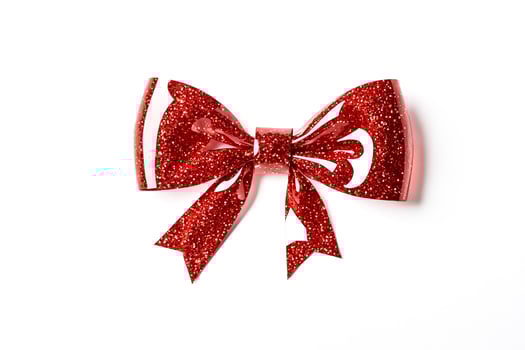 Red Glitter Bow Isolated on White Background photo
