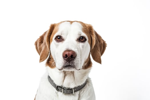 Dog looking at the camera with a collar photo