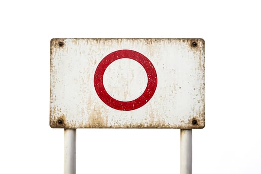 Rusty Road Sign with Red Circle photo