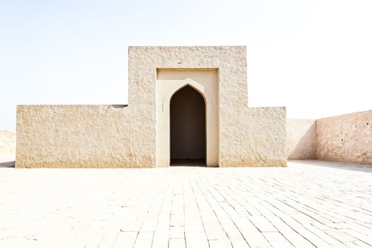 Ancient Stone Archway in a Desert Fortress photo