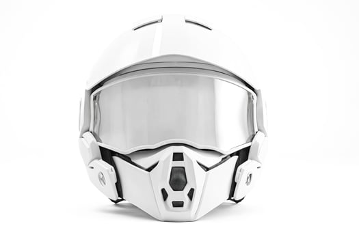 White Futuristic Motorcycle Helmet with Visor photo
