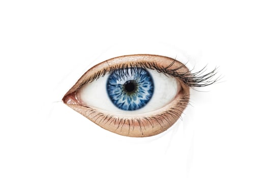 A Blue Eye Peeking Through a White Surface photo