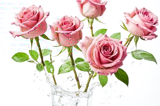 Pink Roses Splashing in Water photo