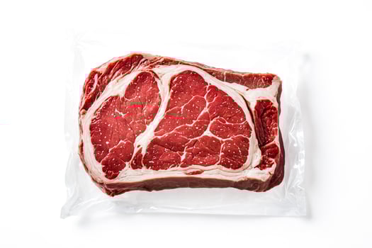 Fresh Raw Beef Steak in Vacuum Packaging photo