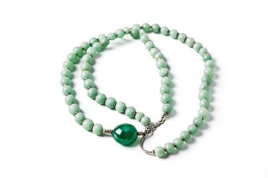 Green Jade Necklace with Silver Clasp photo