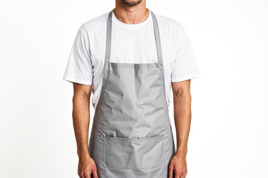 Grey Apron with White T-Shirt photo