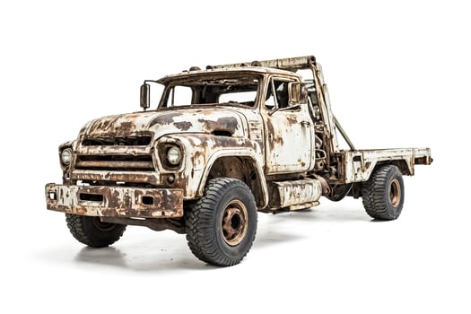 Rusted Vintage Truck Isolated on White Background photo