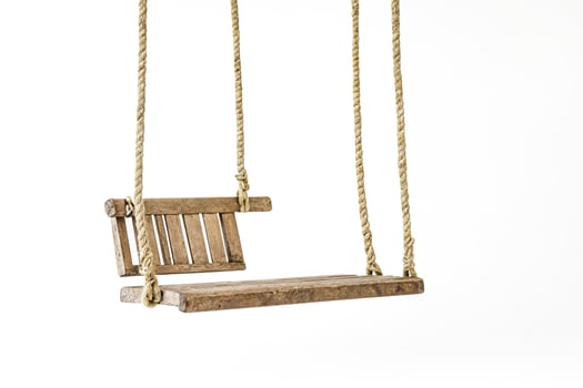 Wooden Swing Isolated on White Background photo
