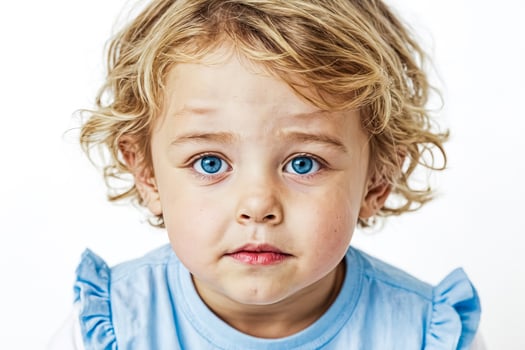 Portrait of a Cute Little Girl with Blonde Hair and Blue Eyes photo