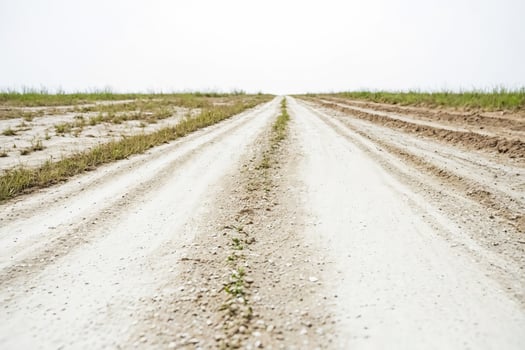 White dirt road leading to the horizon photo