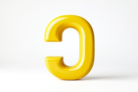 Yellow Glossy Letter C 3D Render photo