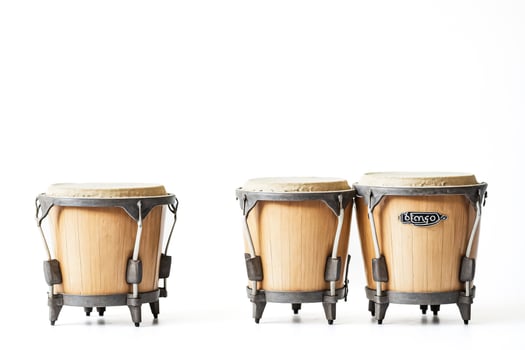 Wooden Bongo Drums On White Background photo