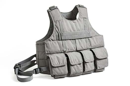 Grey Tactical Vest with Multiple Pockets Isolated on White Background photo