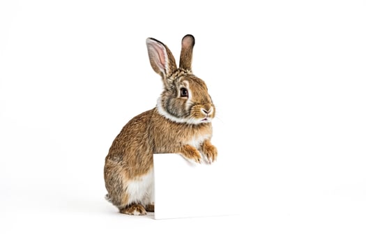 Adorable Bunny Holding a Blank Sign photo