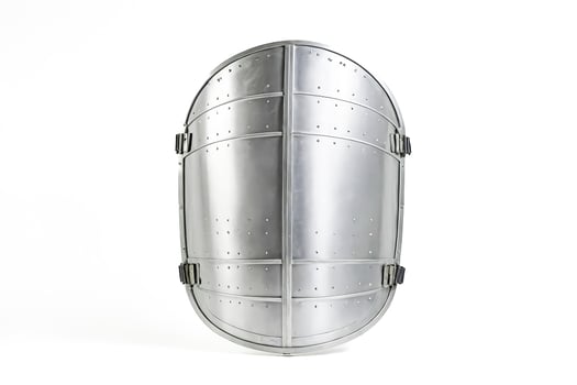 Metal shield isolated on white background photo