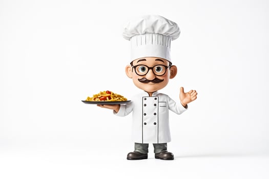 Cartoon Chef Holding a Plate of Food photo