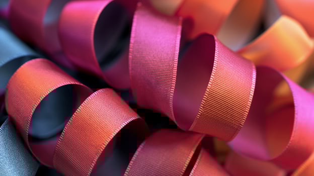 Bright gift wrapping ribbon for celebrating closeup background texture photo