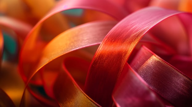 Bright gift wrapping ribbon for celebrating closeup background texture photo