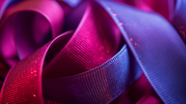 Bright gift wrapping ribbon for celebrating closeup background texture photo