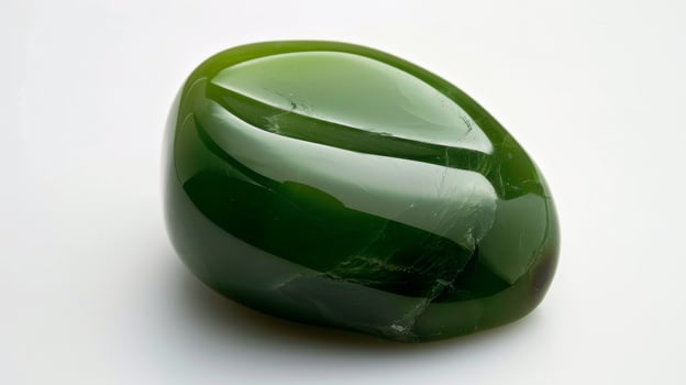 Polished Green Jade Gemstone CloseUp for Jewelry Design, Healing Crystals, and Mineral Collections photo