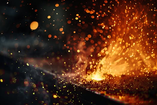 Abstract Experimental Fiery Sparks from Blacksmiths Anvil Background photo