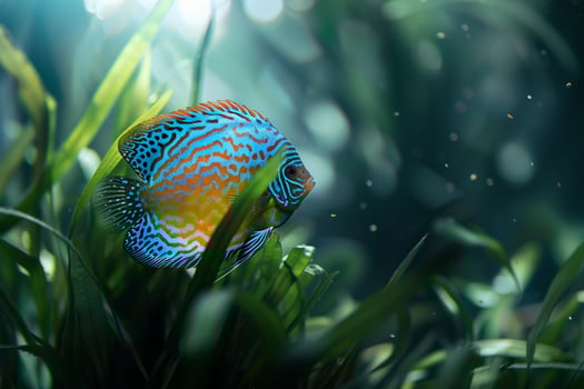 Aquatic Elegant Discus Fish Swimming Gracefully nature background photo