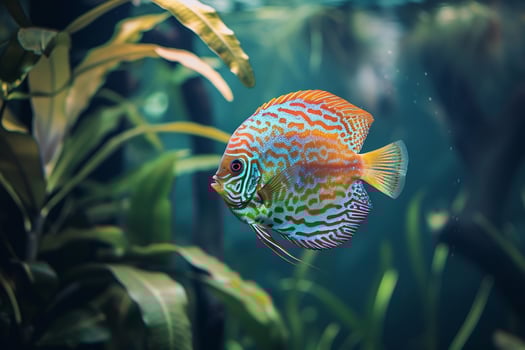 Aquatic Elegant Discus Fish Swimming Gracefully nature background photo