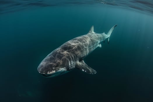 Majestic Greenland Shark Gliding Silently Through the Deep Arctic Waters Its Ancient Form Contrasting with the Modern Arctic Environment nature background photo