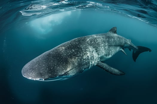 Majestic Greenland Shark Gliding Silently Through the Deep Arctic Waters Its Ancient Form Contrasting with the Modern Arctic Environment nature background photo