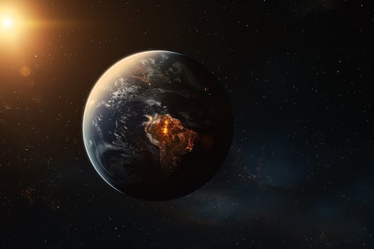 Space Exploration of Exoplanet  in the Habitable Zone with Cosmic nature background photo