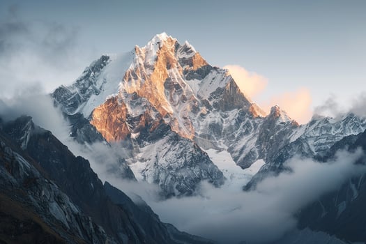 Majestic Mountain Range with Sunrise Glow  nature background photo