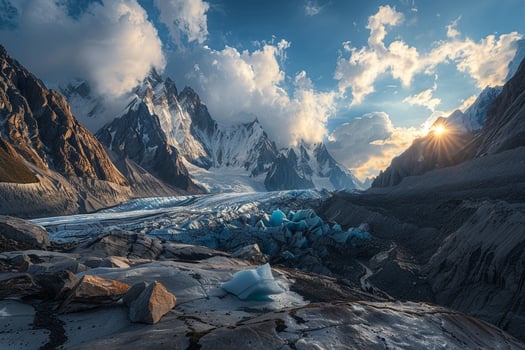 Epic Glacier nature background with Turquoise Ice and Jagged Peaks Nature Nature nature background photo