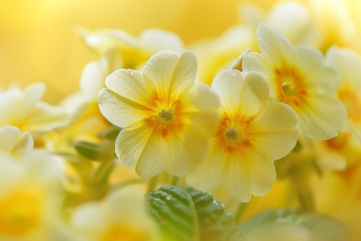 Delicate Primrose with nature background in Garden Setting photo