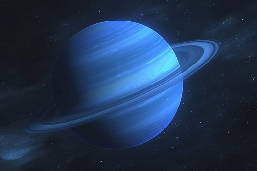 Mystery Neptune Deep Blue Color and Faint Rings Background and Nature photo