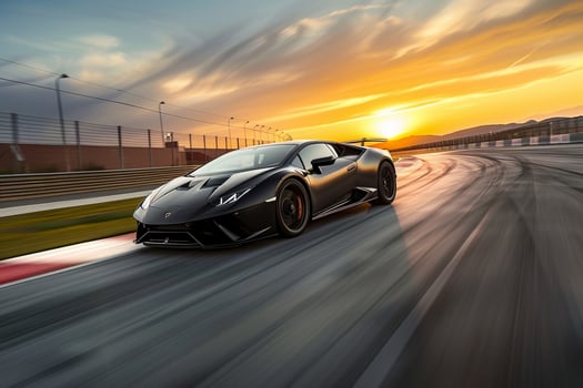 Sporty Dynamic High Performance Sports Car Speeding on Test Track   nature background photo